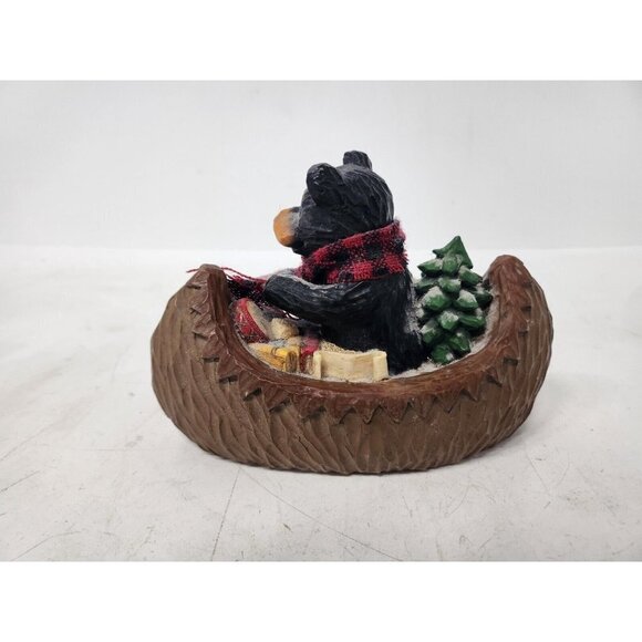 Vintage Youngs Holiday Christmas Tree Bear Canoe Sculpture Figurine Resin Decor - Picture 2 of 9